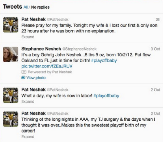 Pat Neshek's Twitter Feed after he and his wife lost their baby.